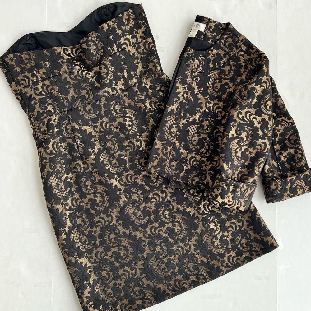 Ann Taylor LOFT Brocade Strapless Dress and Matching Jacket Womens Size 6
